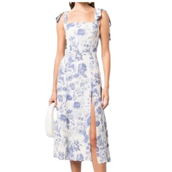 Reformation Lucerne Floral Print Twilight Midi Dress Size 6 $278 - Picture 2 of 12